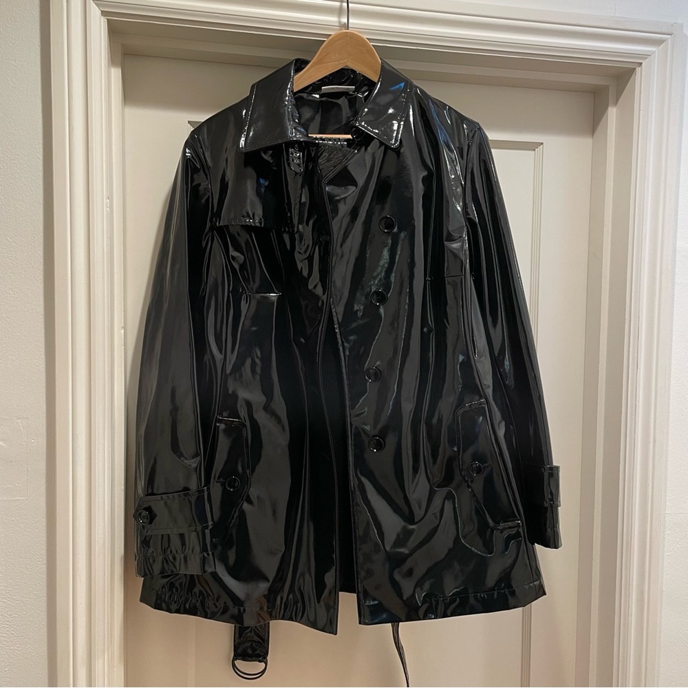 AKRIS PUNTO Black Patent Leather Jacket - size 12